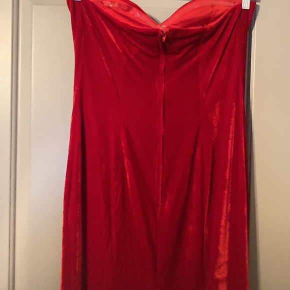 Hebeos| Sweetheart A-Long Red Mermaid Velvet Prom Dress| Sz M - Picture 7 of 15